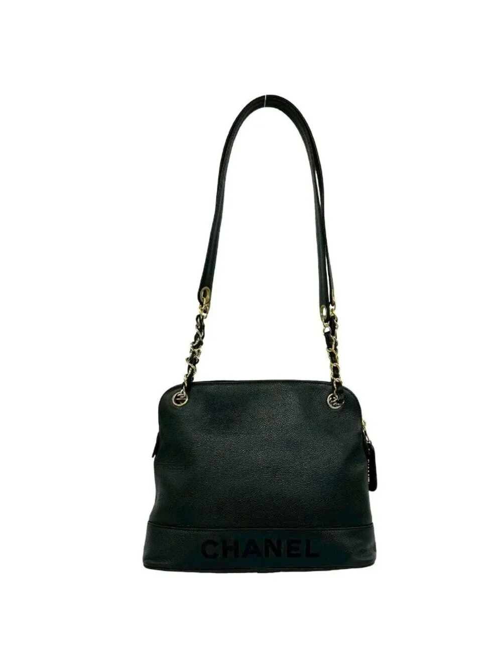 Chanel Card Vintage Caviar Leather Shoulder Bag Tote Black
